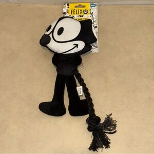NEW DreamWorks Felix The Cat Dog Toy Rope Squeaker Plush 12”